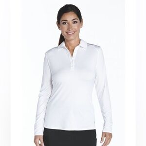 Coolibar Women's Prestwick Golf Polo White Long Sleeve Size S UPF 50